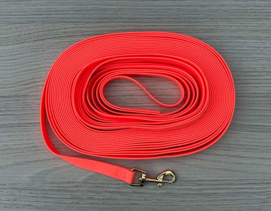 Longe de 12M, en biothane hexa imperméable, légère et résistante [corail]